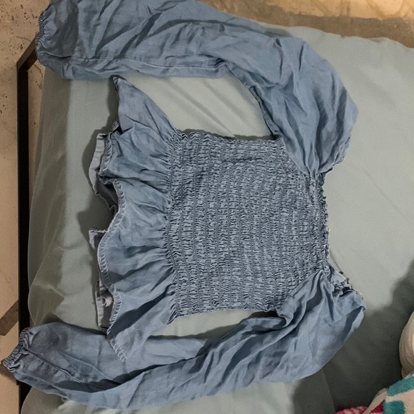 Off the shoulder Blue Rain shirt - Picture 1 of 3